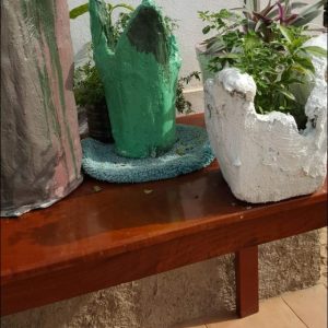 handmade concrete tall round planter