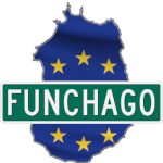 funchago street sign with maio map cabo verde flag